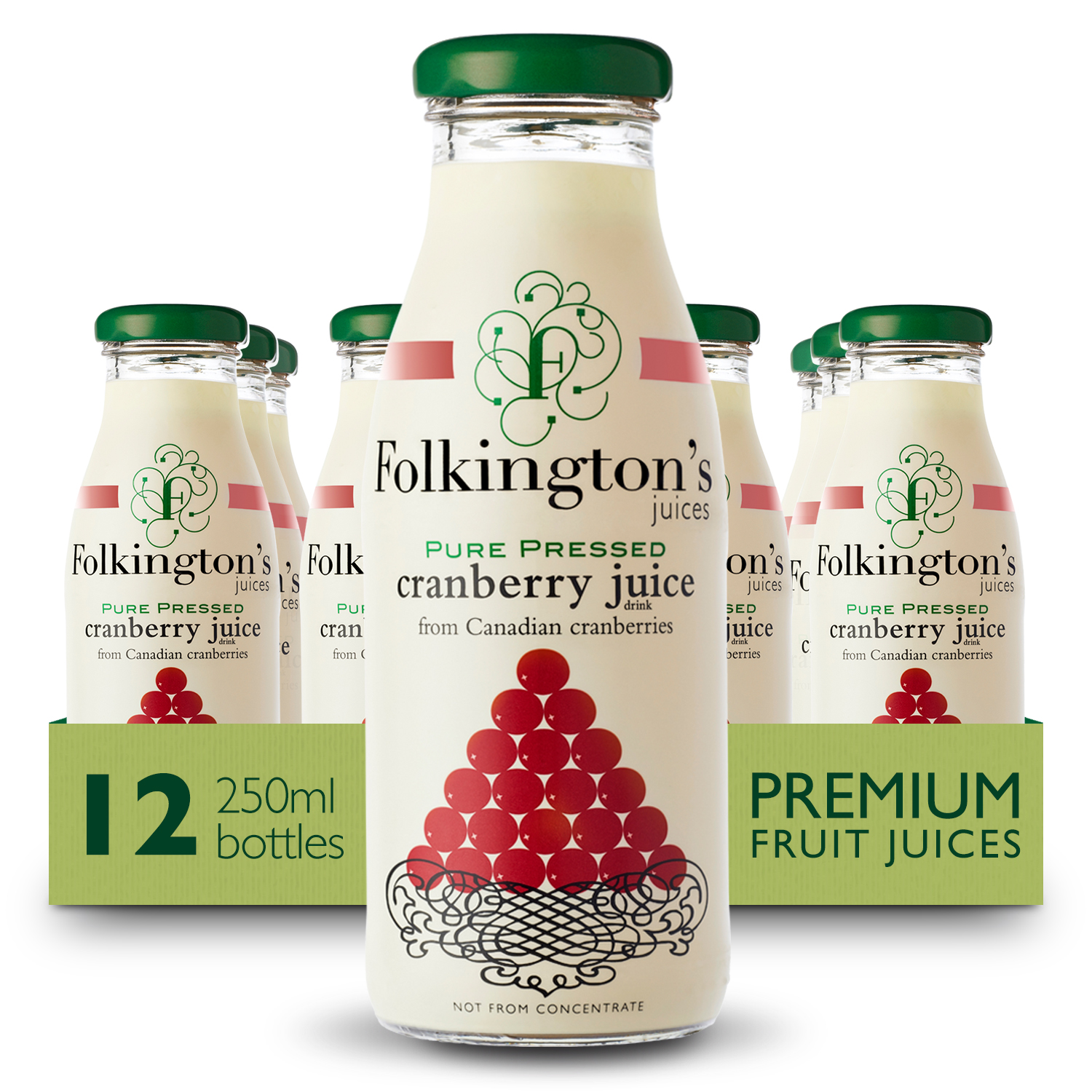 Folkingtons Cranberry Juice (12 x 250ml bottles)